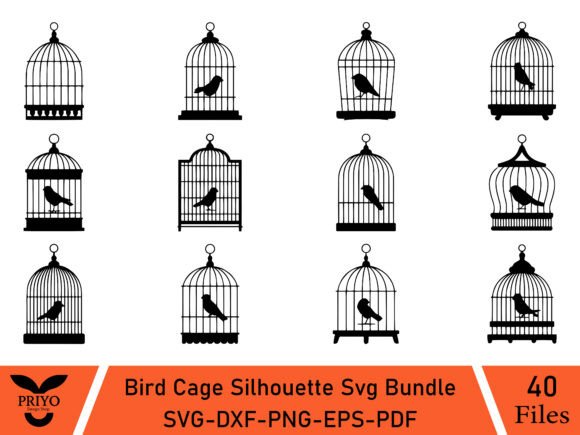 Bird Cage Silhouette SVG Bundle, Bird
