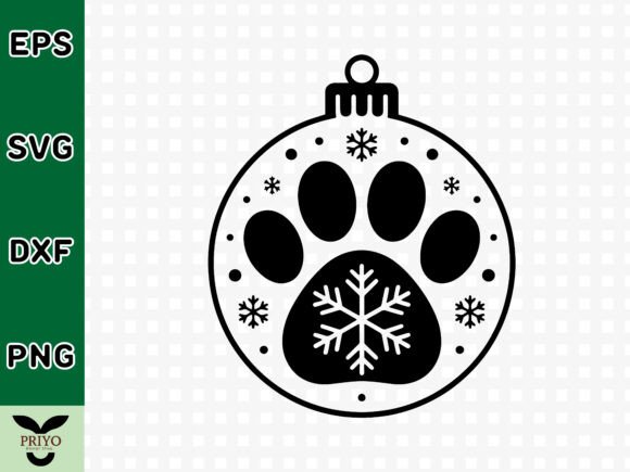 Christmas Paw Print Ornament SVG
