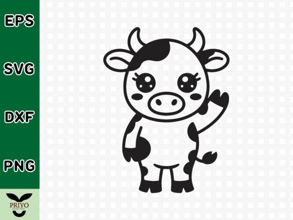 Cute Baby Cow Waving Hand SVG